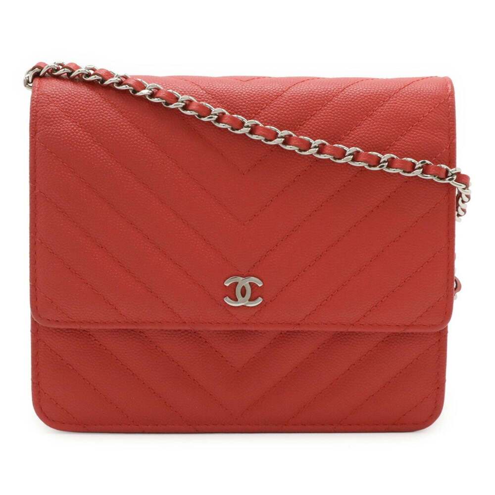 CHANEL Pink Caviar Leather Pochette Shoulder Bag